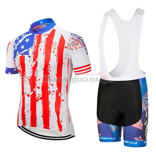 Abbigliamento Ciclismo USA Manica Corta 2020 Blu Rosso Bianco